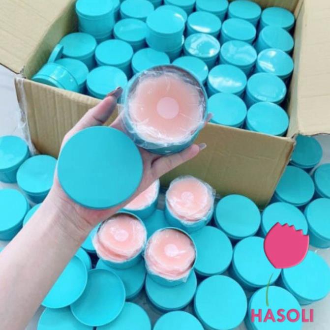 Miếng Dán Ngực Silicon Cao Cấp Hộp 5 Đôi Loại Có Nhũ Che Đầu Ti (Hộp Sắt)