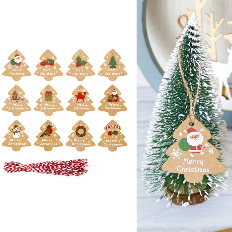 Set 48 Thẻ Giấy Kèm Dây Treo Trang Trí Cây Thông Noel
