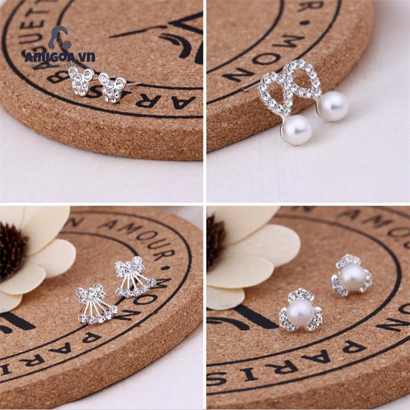 Khuyên Tai Đính Đá Kim Cương Nhân Tạo Lấp Lánh