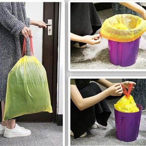 Túi đựng rác tự phân huỷ có dây rút - 45x50 cm - 15 túi/cuộn - tiện dụng sạch sẽ thông minh 1332