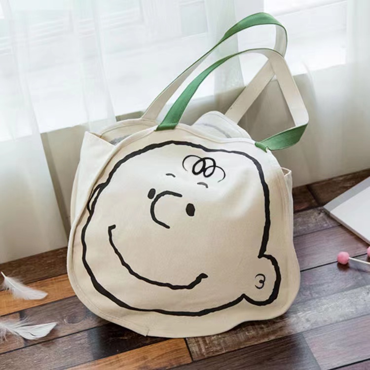 Balo Vải Cỡ Lớn In Họa Tiết Hoạt Hình Snoopy Phong Cách Hàn Quốc Cho Nữ