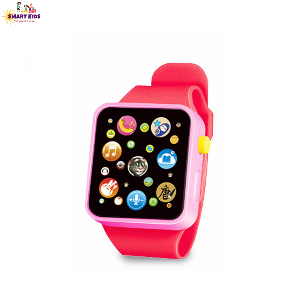 Đồng Hồ Đồ Chơi Cho Bé Mô Phỏng Apple Watch Cảm Ứng Phát Nhạc Đèn LED, Đồ Chơi Giao Dục Sớm Trẻ Em Smartkids