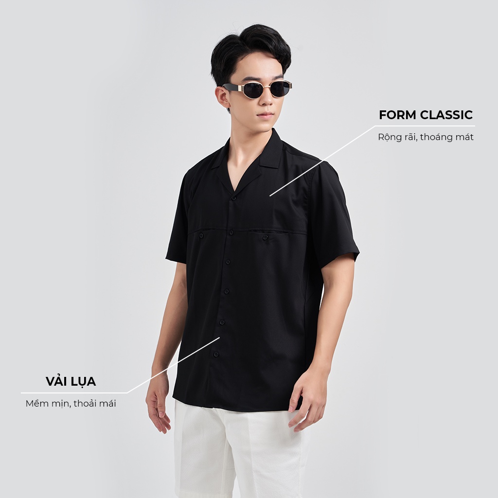 Áo Sơ Mi Nam Ngắn Tay KRIK Form Classic Rộng Rãi, Chất Vải Lụa Mềm, Thấm Hút Mồ Hôi SM0222