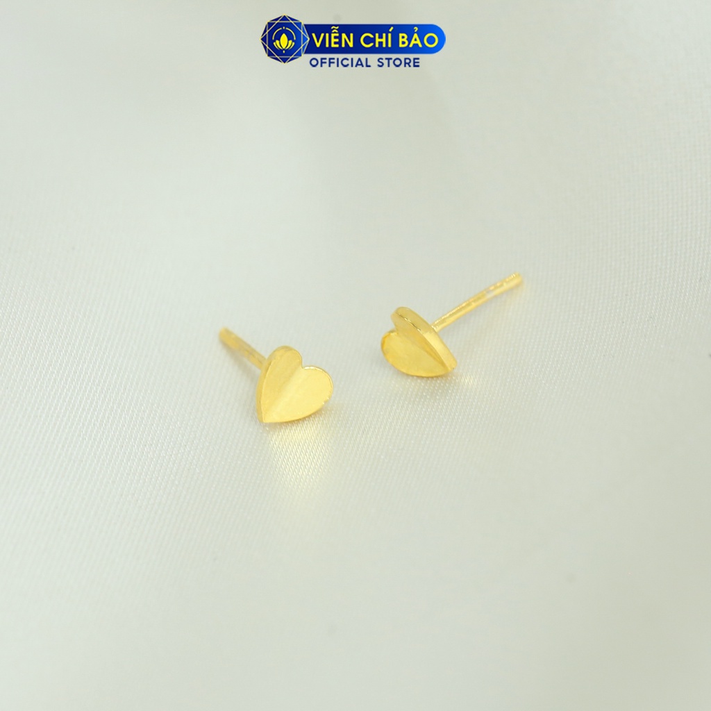 Bông tai nữ hình trái tim chất liệu Vàng 10K thời trang phụ kiện trang sức nữ Viễn Chí Bảo B800029