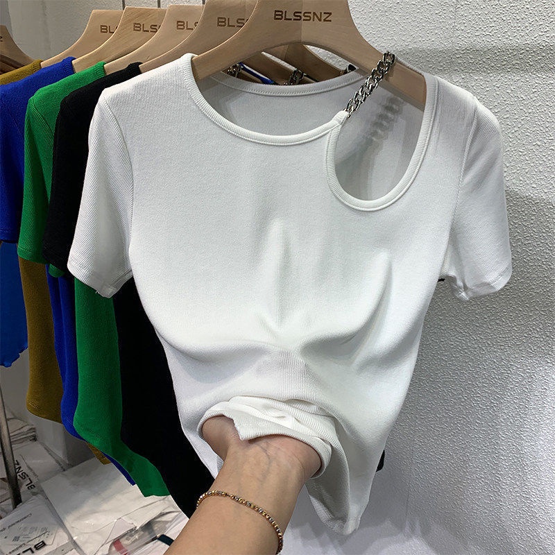 Khuyến Mãi Có Sẵn Áo Thun Tay Ngắn Màu Xanh Dương Klein Phong Cách Mới Mùa Hè Cho Nữ