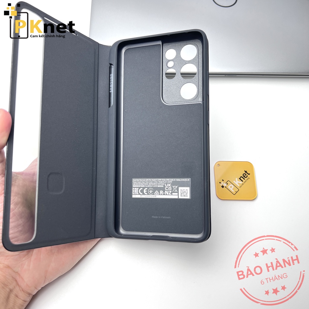 Bao da kèm Spen S21 Ultra Clear View Cover Chính hãng Samsung, bao da kháng khuẩn [Bảo hành 6 tháng lỗi 1 đổi 1]