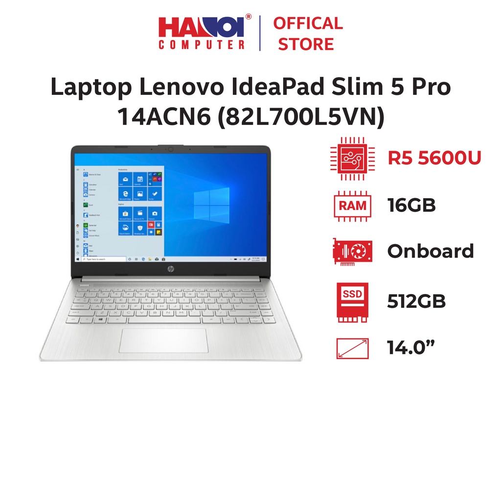 Laptop Lenovo IdeaPad Slim 5 Pro 14ACN6 (82L700L5VN) (R5 5600U/16GB RAM/512GB SSD/14 2.8K/Win11/Xám)