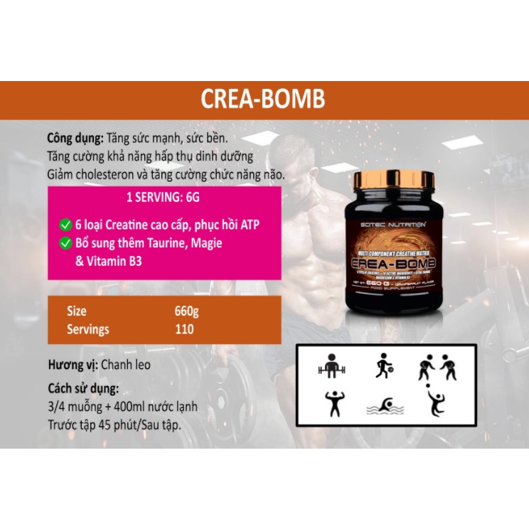 Creatine | Scitec Nutrition Creabomb Tăng Sức Mạnh 660g - Chính Hãng
