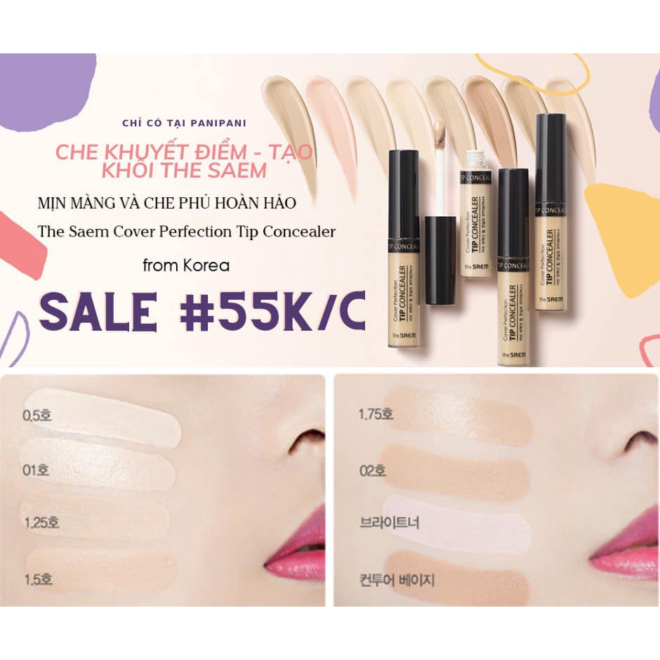 [100% AUTH] CHE KHUYẾT ĐIỂM THE SAEM COVER PERFECTION TIP CONCEALER
