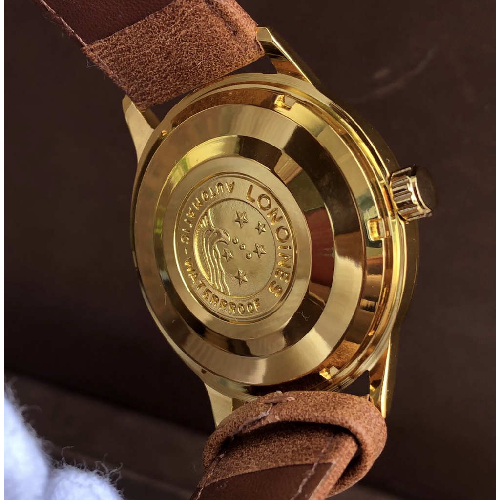 Đồng Hồ Thương Hiệu Longines Nam Máy Quartz Size 41mm Dây Da Màu Vàng Đẳng Cấp Thời Trang
