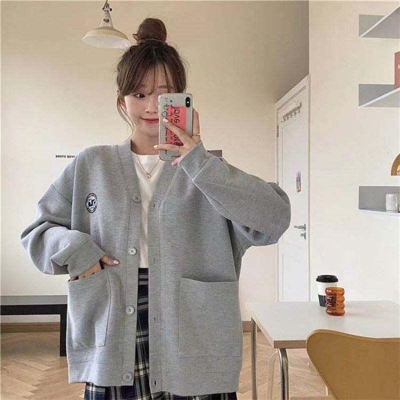 [Sẵn] Áo Cardigan Trơn Dáng Hoodie Nỉ Da Cá Có Túi Style Hàn Quốc Dành Cho Nữ | BigBuy360 - bigbuy360.vn