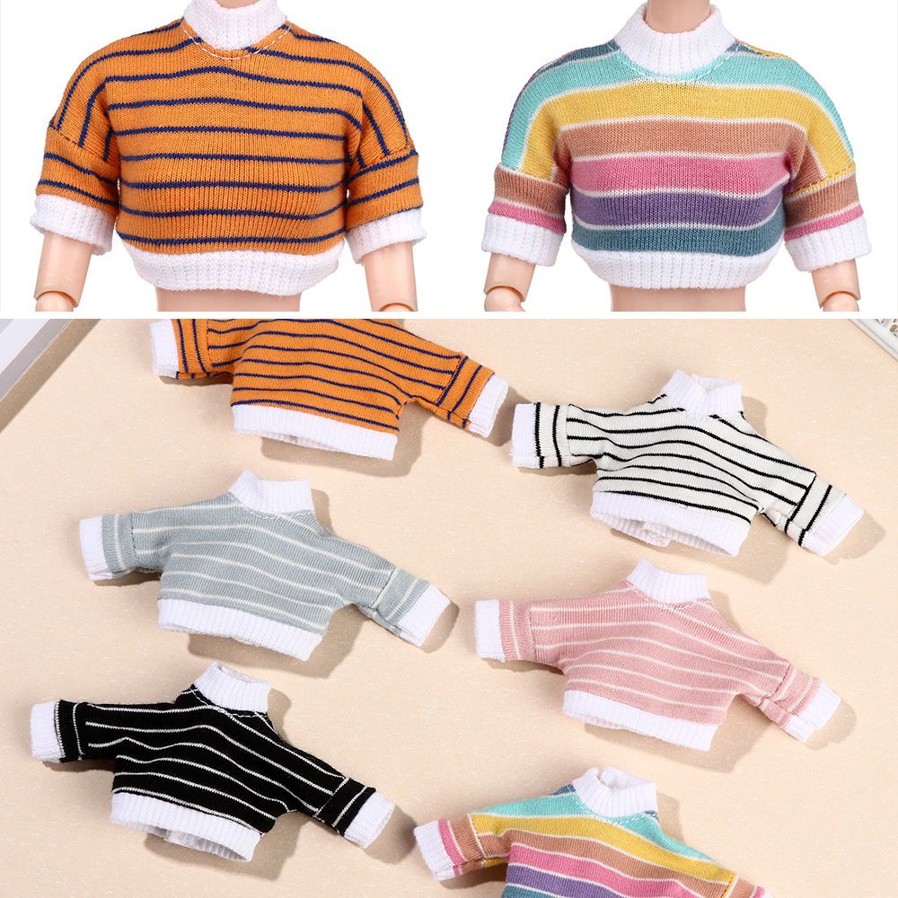 Áo sweater mini kẻ sọc cho búp bê OB11 1/12 DIY