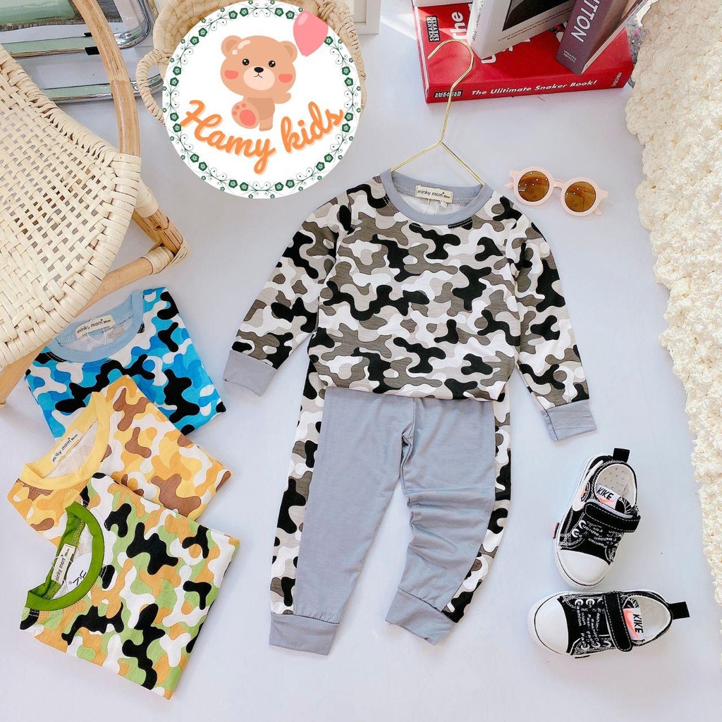 Đồ Bộ Trẻ Em Minky Mom Chính Hãng Thun lạnh Raplan Quần Hoa Văn Lính Nhí Đáng Yêu Cho Bé 0-5 Tuổi Dưới 20kg - Hamykids