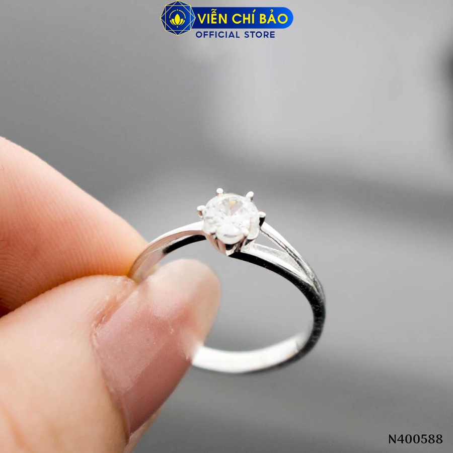 Nhẫn bạc nữ xoắn đính đá chất liệu bạc 925 thời trang phụ kiện trang sức Viễn Chí Bảo N400588