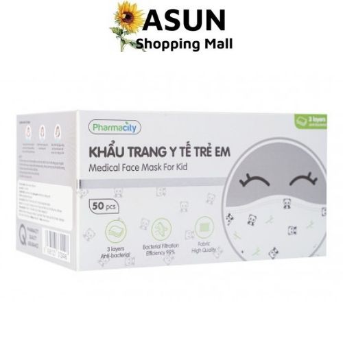 Khẩu Trang Y Tế Trẻ Em 3 Lớp Pharmacity (50 cái/hộp)