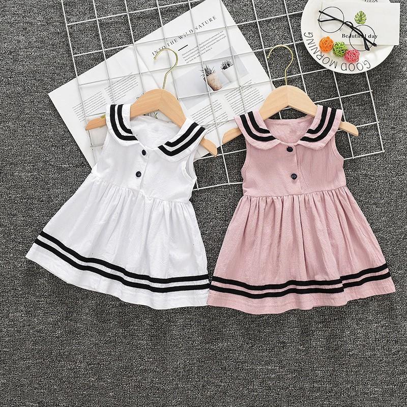 Đầm cotton sát nách in họa tiết cho bé