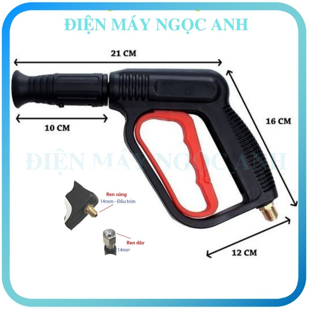 Đầu súng rửa xe cao áp bình xịt phun bọt tuyết cầm tay rửa sân vườn đa năng đầu Ren 22mm (cò màu đỏ)