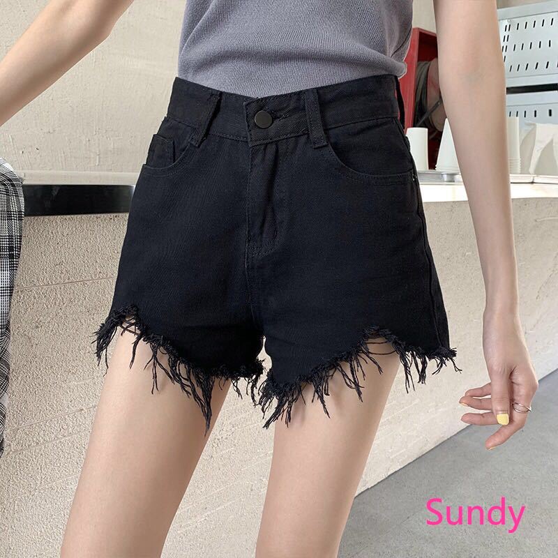 Quần short denim ống rộng lưng cao thời trang hè cho nữ