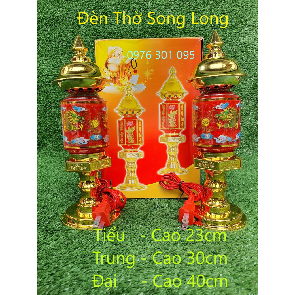 [ Bộ 2 cái ]  Đèn Thờ SONG LONG ( Tiểu - Trung - Đại)