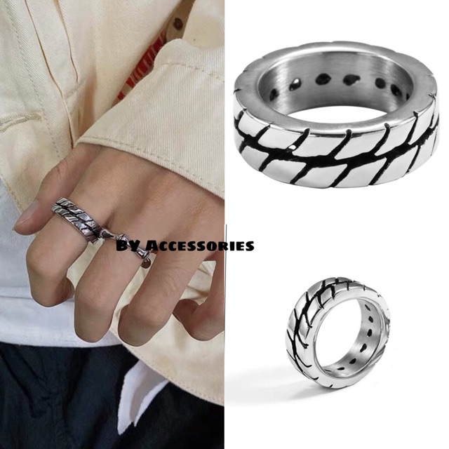 Nhẫn titan đường cắt song song không gỉ UR2110