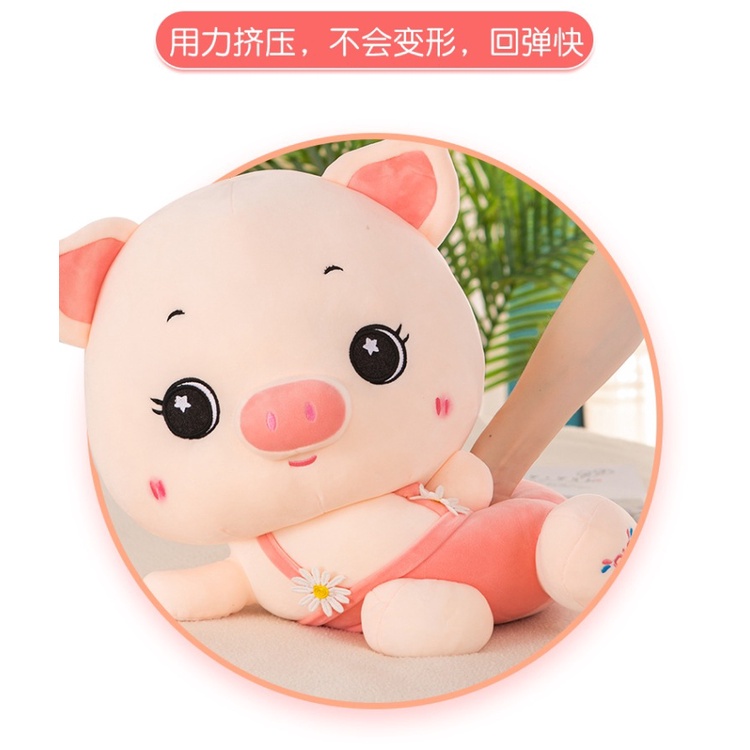 Gấu bông heo mặt yếm hoa mai, heo bụng bự, gấu nhồi bông Dễ Thương, heo bông cute cho bé