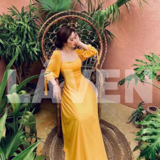 Váy vàng dây lưng [Cam kết hàng loại 1]