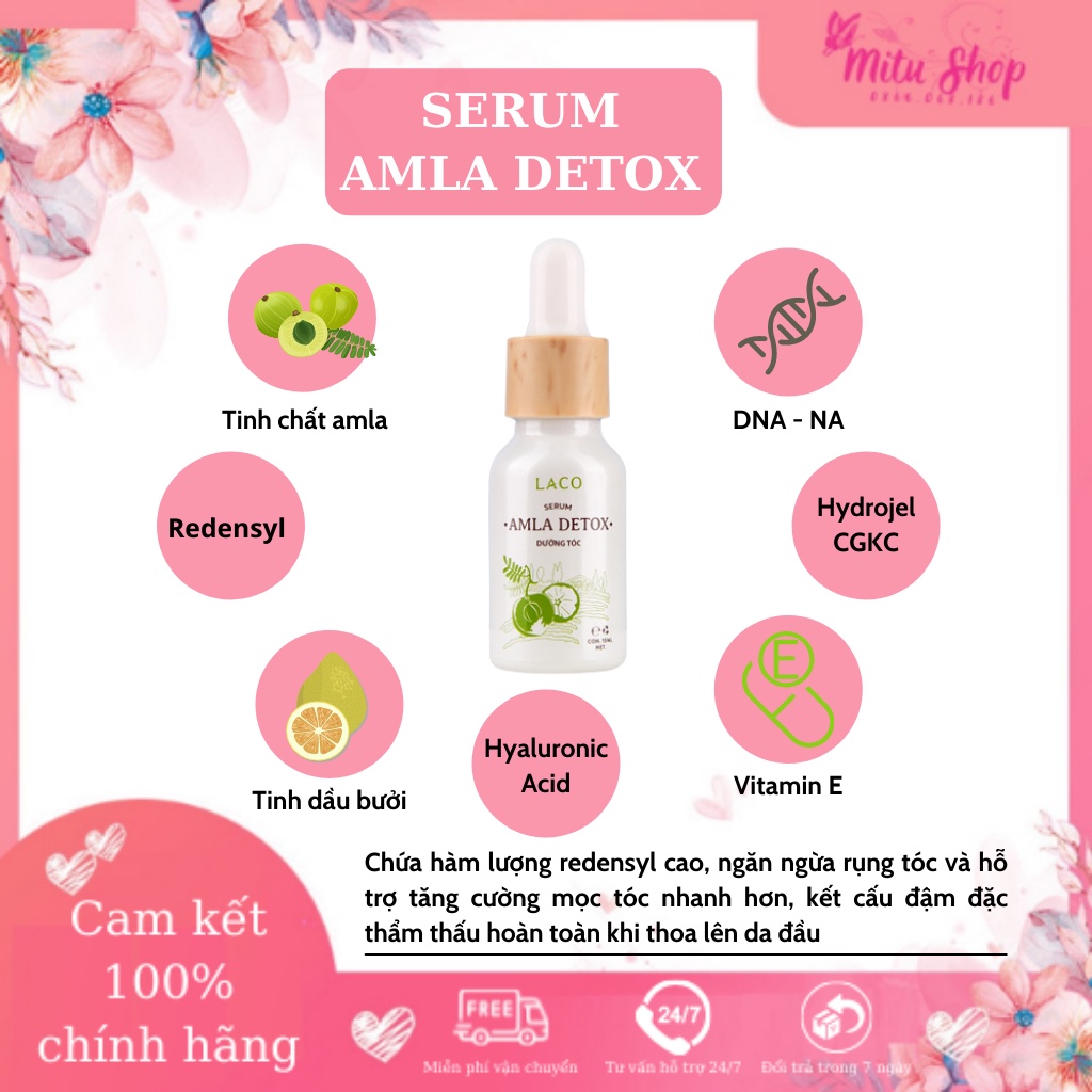 [Chính Hãng] Serum dưỡng tóc Amla Detox / Dưỡng tóc suôn mềm, chắc khỏe, nuôi dưỡng da đầu và chân tóc