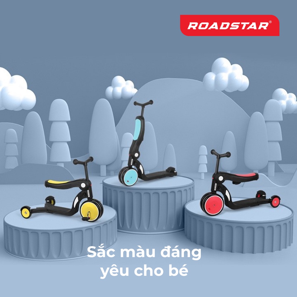 Xe scooter đa năng 5 trong 1 cho bé 1-6 tuổi kết hợp xe đạp 3 bánh và xe chòi chân thăng bằng ROADSTAR