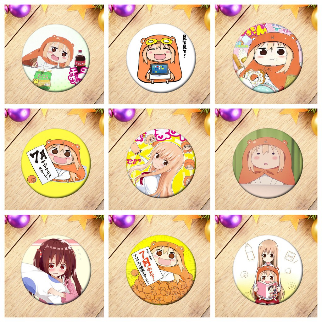 Huy hiệu cài áo IN HÌNH Himouto! Umaru-chan Cô Em Gái Hai Mặt anime chibi xinh xắn tiện lợi quà tặng dễ thương