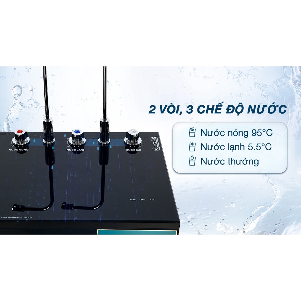Máy lọc nước RO Hydrogen SUNHOUSE SHA76215CK 9 lõi nóng nguội lạnh, máy lọc nước Sunhouse SHA76215CK