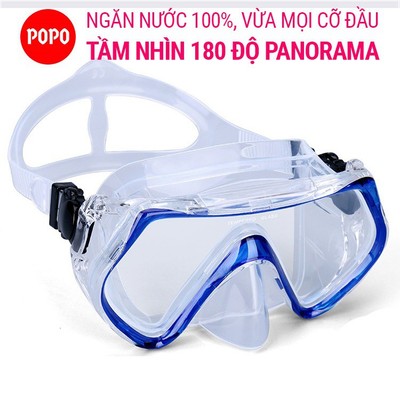 Kính lặn biển POPO 1526 góc nhìn 180°, mắt cường lực, thiết kế chống nước