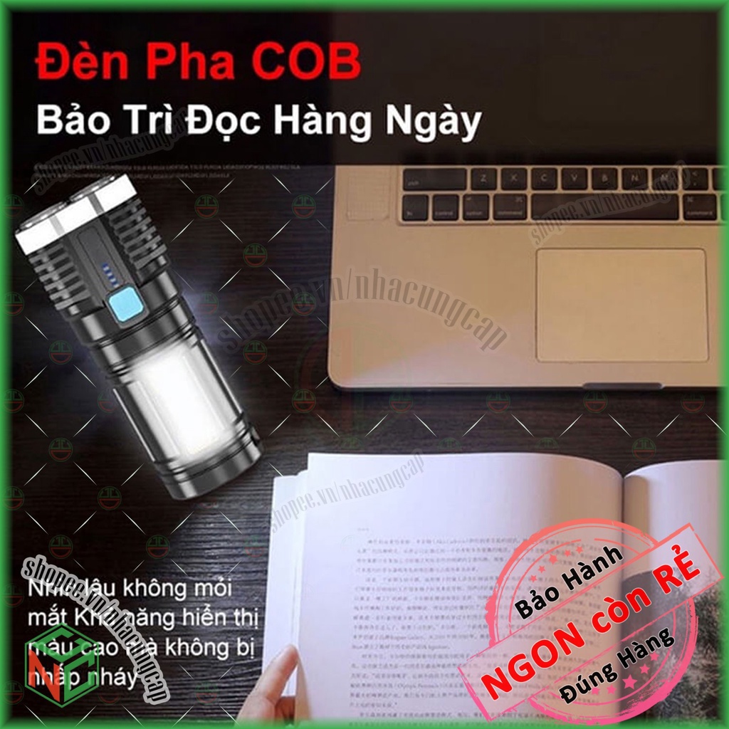 [KhoNCC] Đèn Pin Cầm Tay Chiếu Xa Cực Sáng 4 Bóng 4 Chế Độ Sạc Tích Điện, Đèn Pin Led, Kiểm Tra Nhà - Sân Vườn Buổi Tối