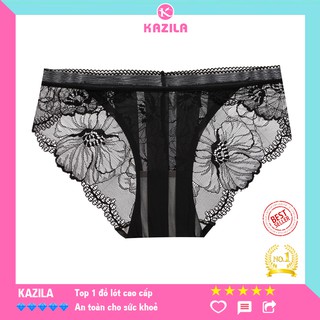Quần lót ren nữ vạt chéo dễ thương, quần lót ren sexy siêu mỏng xuyên thấu hoạ tiết quyến rũ Kazila QLR3