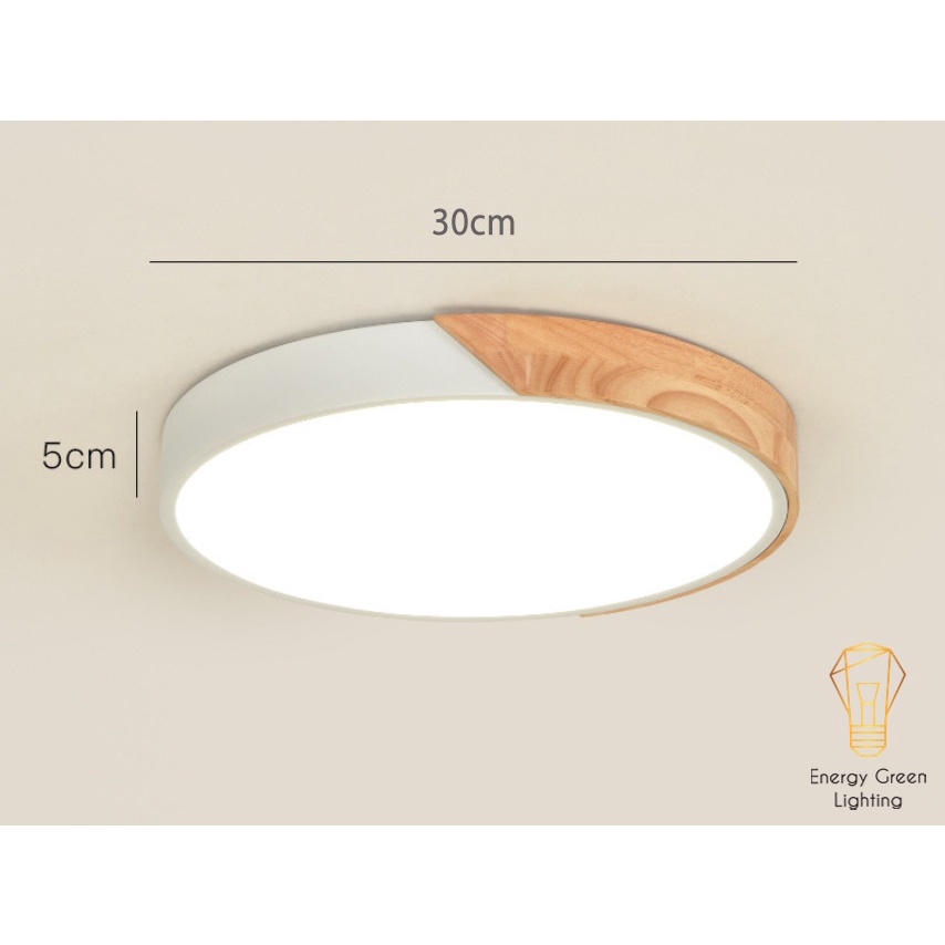 Đèn LED Ốp Trần Viền Gỗ Energy Green Lighting OT-80112 - 4 Màu - 30cm Phong Cách Hiện Đại - 3 Chế Độ Ánh Sáng