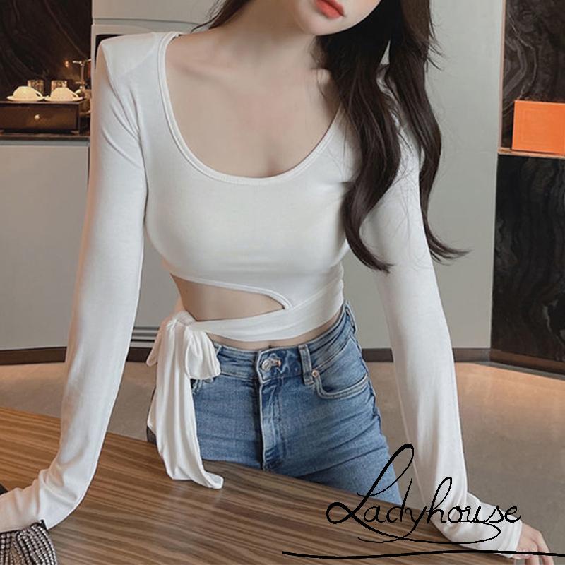 LD-New summer and autumn women´s wear new spice girl´s idea, waist revealing sexy T-shirt, minority bandage top
