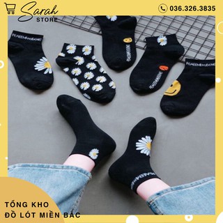 Set 10 Đôi Tất Hoa Cúc Hot Trend ( Đen và Trắng )