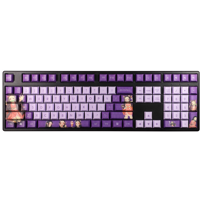 Kamado Nezuko keycap Demon Slayer keycap Cherry profile PBT Dye-thăng hoa bàn phím cơ học keycap hai chiều Anime keycaps 108 phím