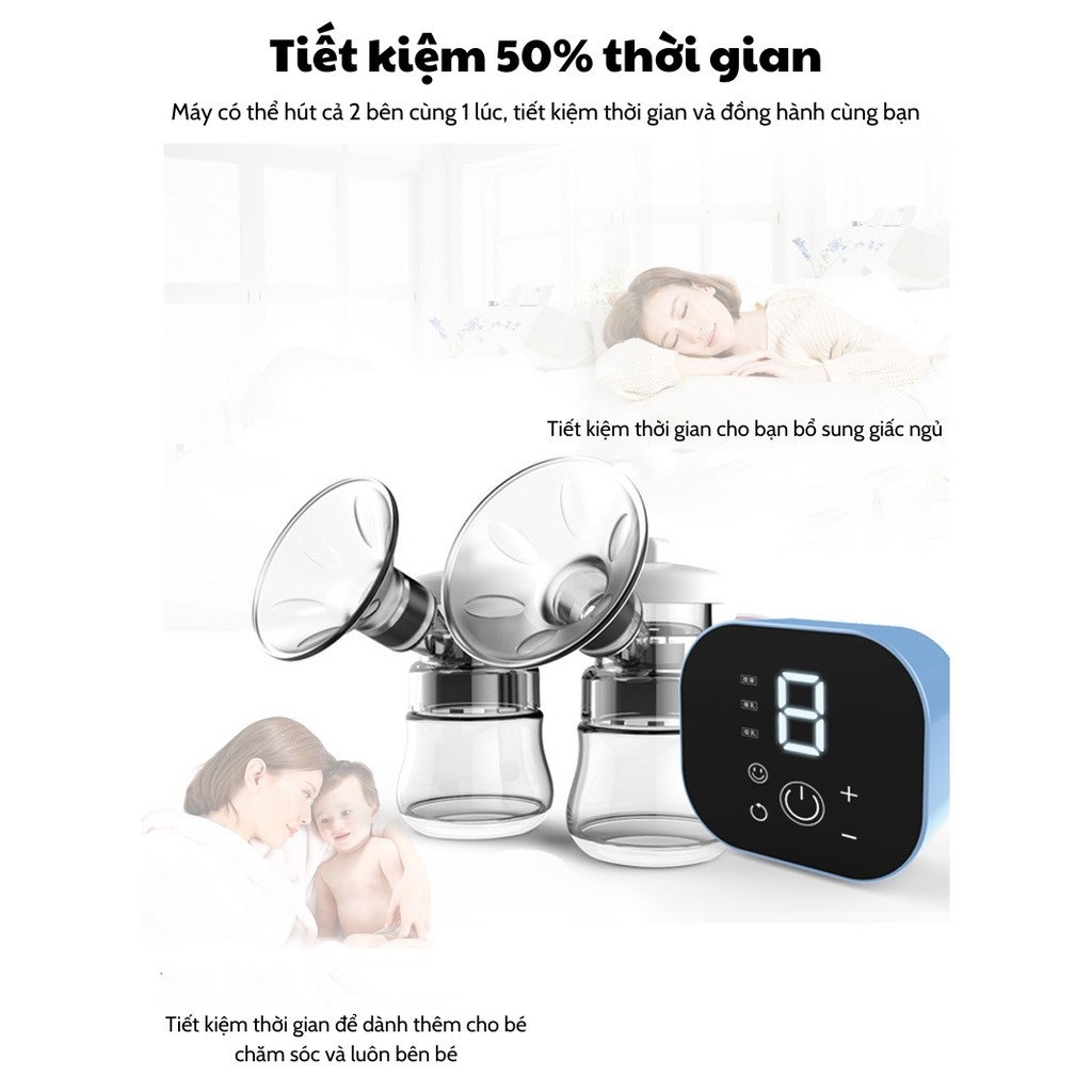 Máy hút sữa điện đôi Electric Breast Pump 3 chế độ 9 cấp hút ( massage, kích sữa, hút sữa )