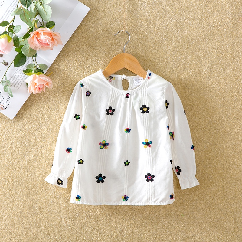 Áo thun IQ ANGEL cotton tay dài cổ tròn phong cách Hàn Quốc thời trang mùa xuân cho bé gái