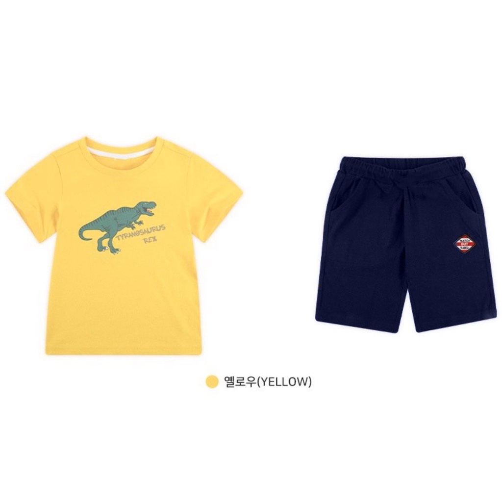 Bộ cotton hè cho bé trai hình khủng long BJJ003