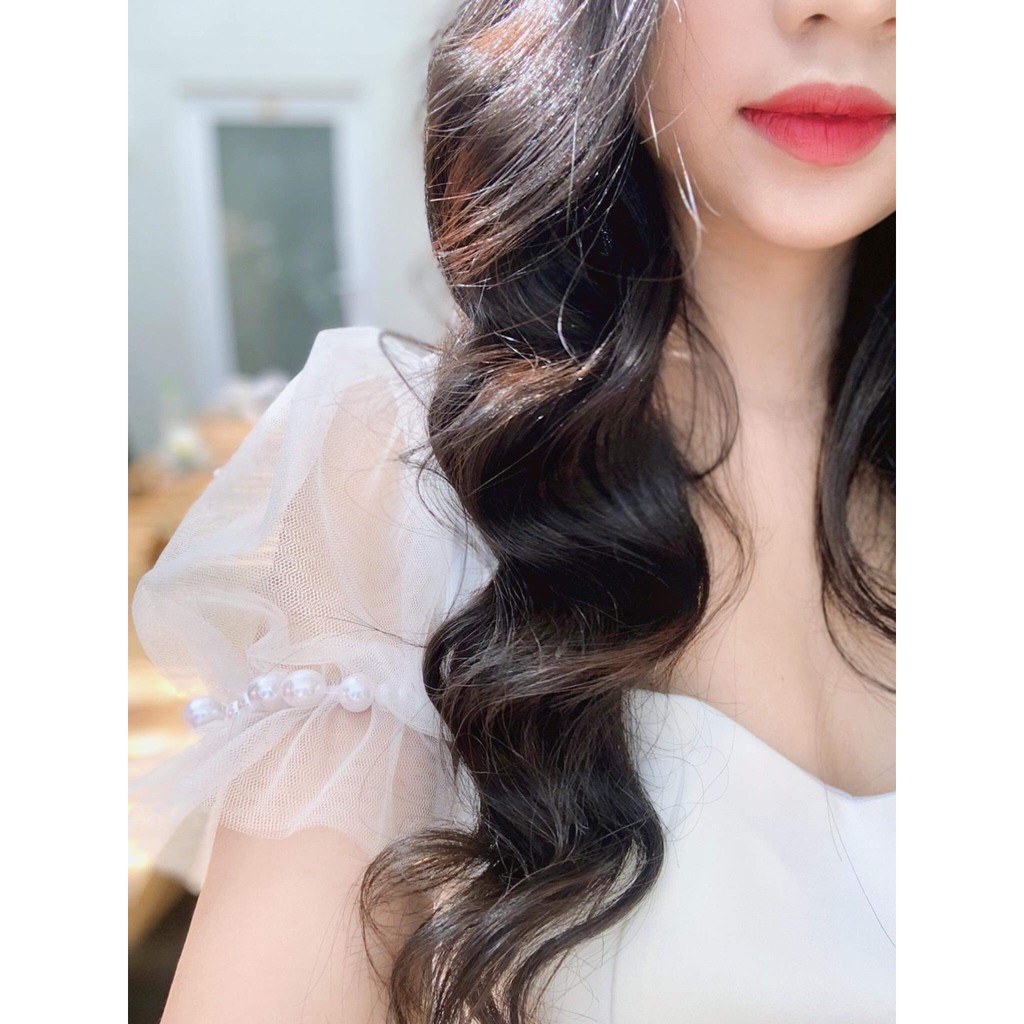 Đầm xòe dạo phố tay lưới đính ngọc siêu hot [HÀNG CÓ SẴN]