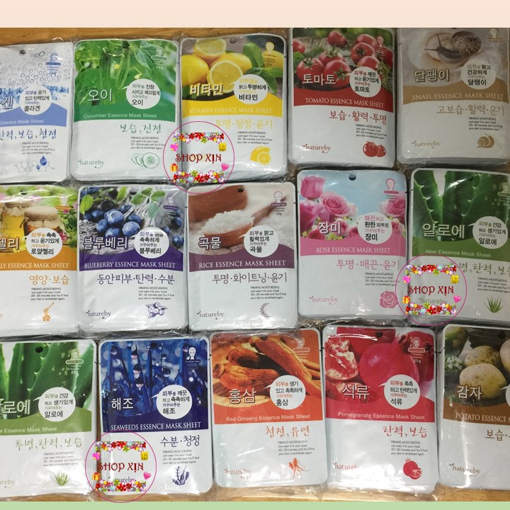 MẶT NẠ GIẤY NATUREBY ESSENCE MASK SHEET (Khoai Tây, Trà Xanh, Nha Đam, Rong Biển, Việt Quất)