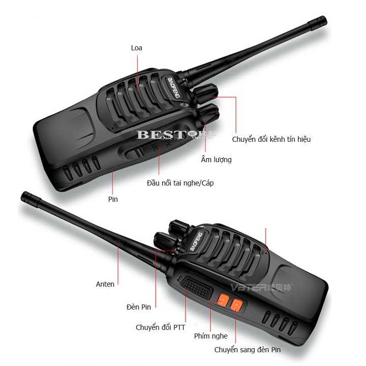 Bộ 2 Bộ đàm baofeng BF-888S cao cấp , chuyên dụng , bảo hành chính hãng 1 năm