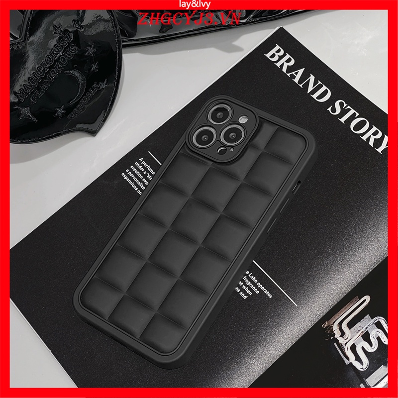 Ốp Điện Thoại Silicon IMD Mềm Hình Vuông Màu Trắng Đen Dễ Thương Cho IPhone 13 13 ProMax 12 12ProMax 11 11Promax XS Max XR