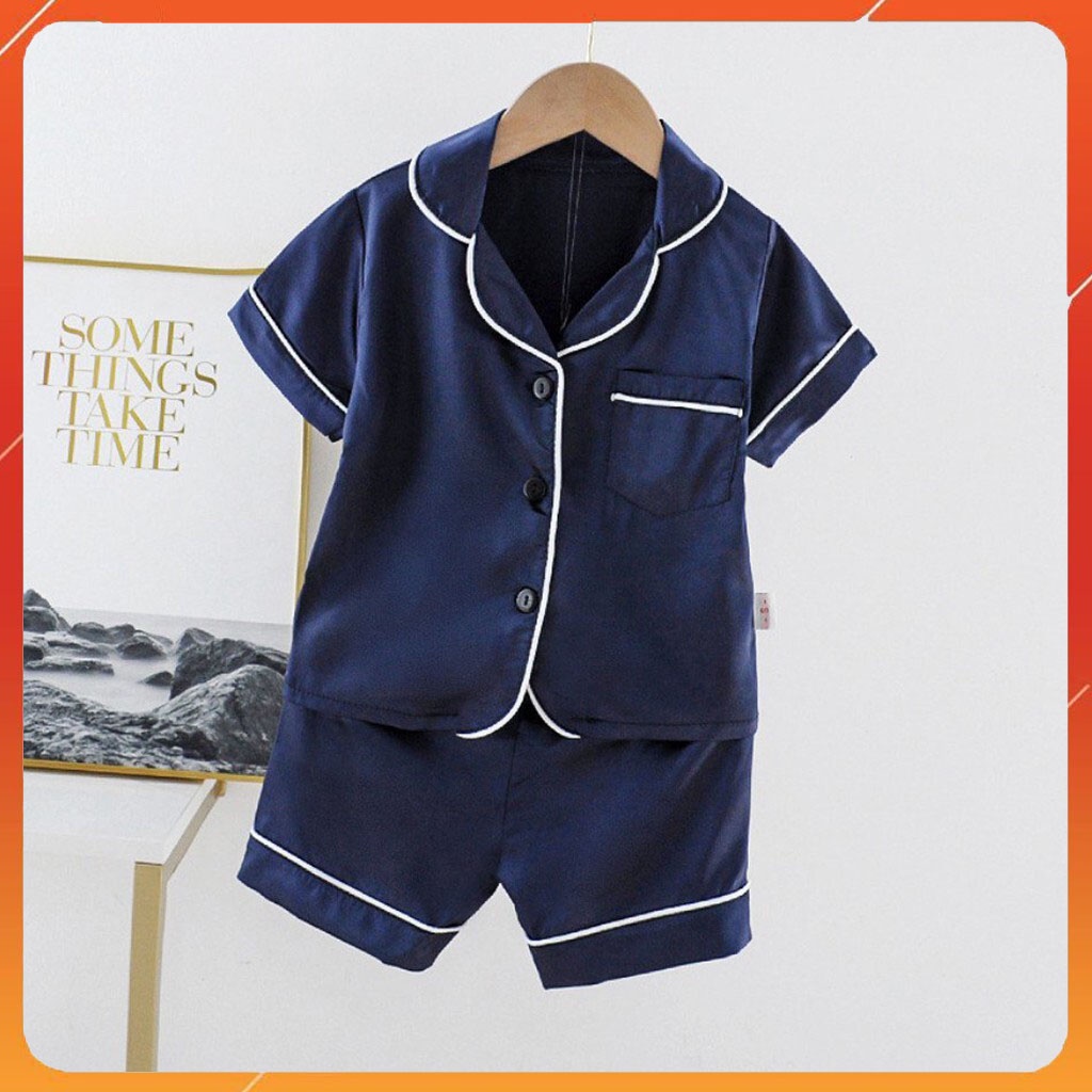 Bộ Pijama cho bé bé trai và bé gái mã PM20, Bộ đồ ngủ lụa trơn cộc tay cho bé từ 6-28kg Binbon kids