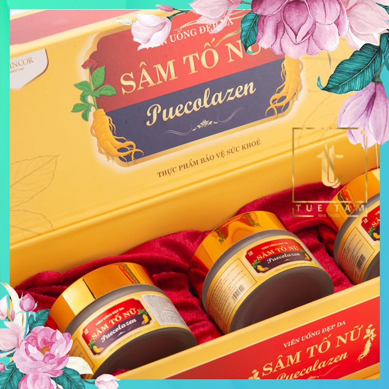 🌺Sâm Tố Nữ🌺 HỘP 3 LỌ SÂM TỐ NỮ PUECOLAZEN - SÂM TỐ NỮ COLLAGEN CHÍNH HÃNG - VIÊN UỐNG ĐẸP DA HIỆU QUẢ SAU 1 HỘP | Thế Giới Skin Care
