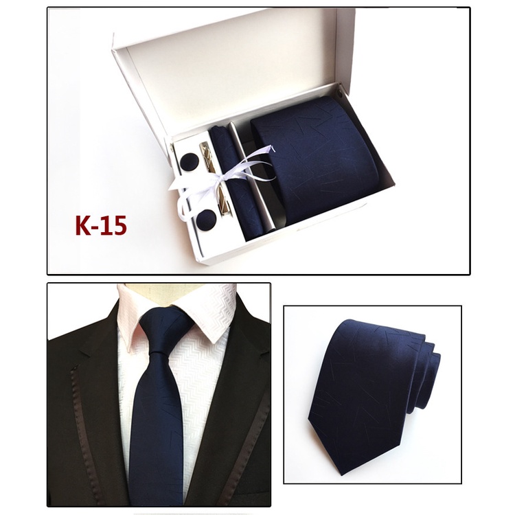 Bộ Cà Vạt + Khăn Quàng Cổ + Túi Xách Hình Vuông Nhỏ 8cm Thời Trang Cho Nam