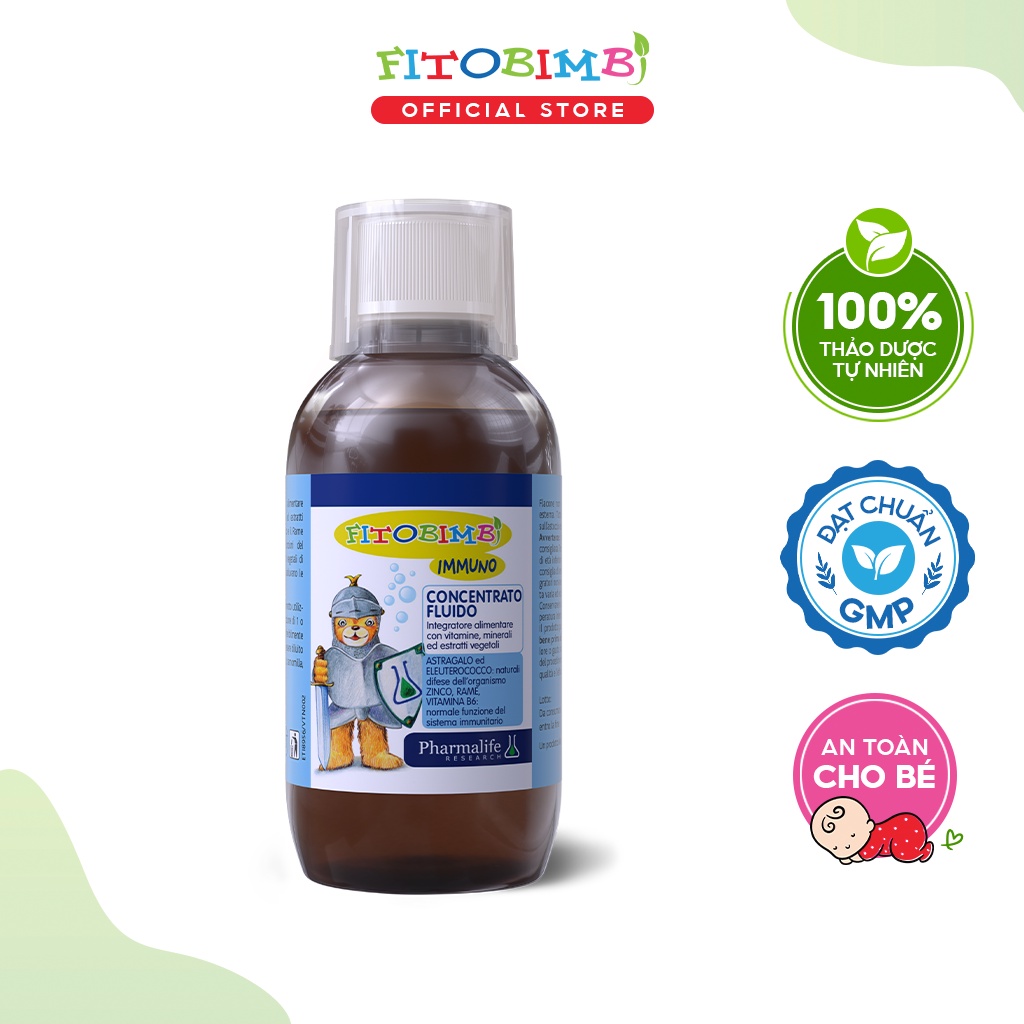 Siro FITOBIMBI IMMUNO Giúp Nâng Cao Sức Đề Kháng, Tăng Cường Hệ Miễn Dịch Cho Bé Chai 200ml