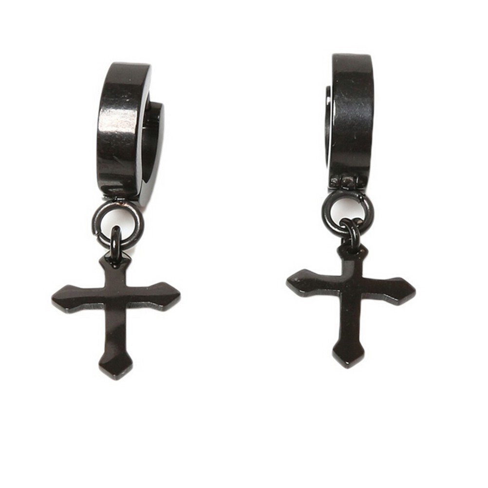 Khuyên tai hình thánh giá bằng thép titanium kích thước 4 * 9cm