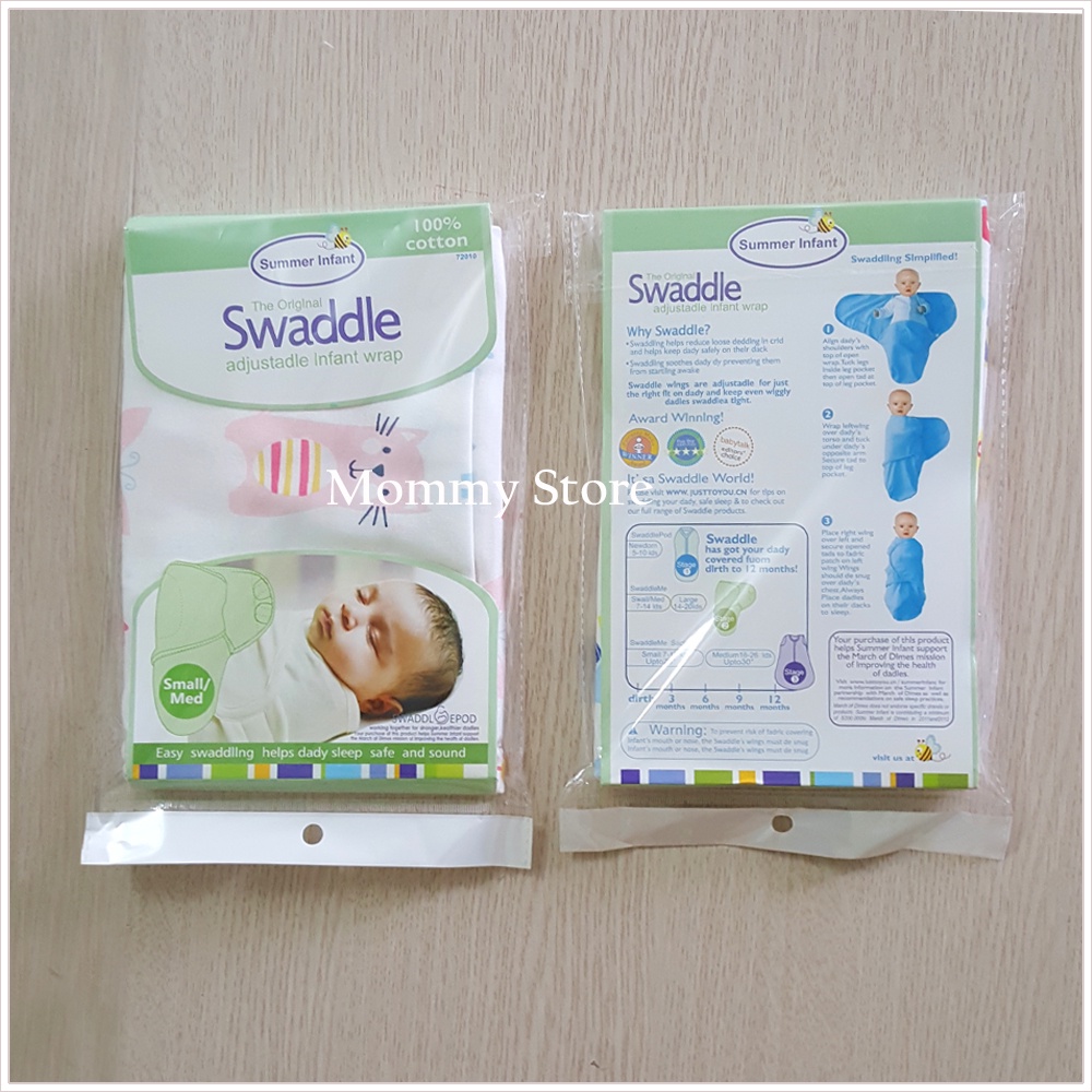 Ủ kén sơ sinh cotton in hình dễ thương cho bé trai bé gái